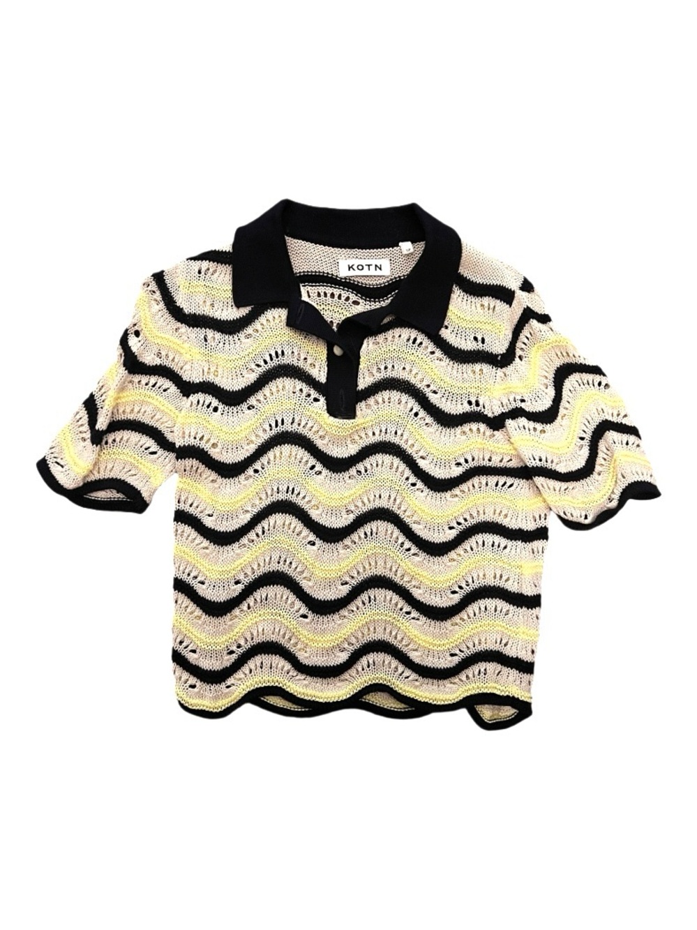 KOTN - Sabah Cropped Polo in Yellow, Blue and White - Small - NWOT - Picture 4 of 8